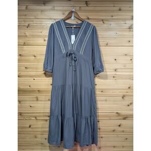 Baltic Born Antonia Dress Womens XL Dark Gray NWT Cottagecore